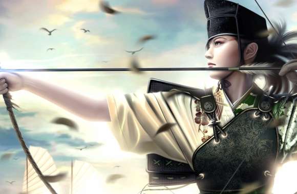 Legendary Japanese Samurai Archer - HD Fantasy Wallpaper wallpapers hd quality