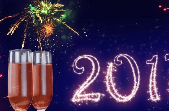 Light Champagne Fireworks New Year Holiday New Year 2017