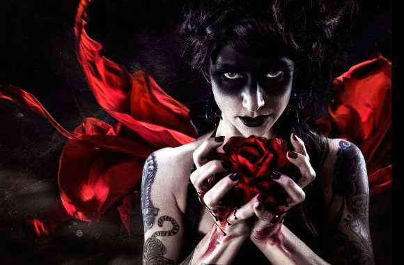 Lipstick Tattoo Rose Demon Woman Dark wallpapers hd quality