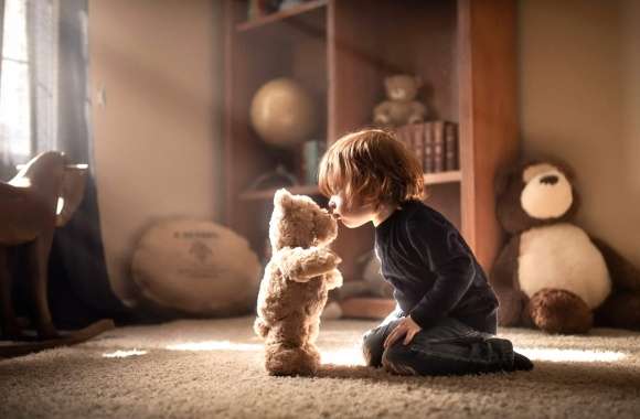 Little Boy Sunbeam Stuffed Animal Teddy Bear Photography Child