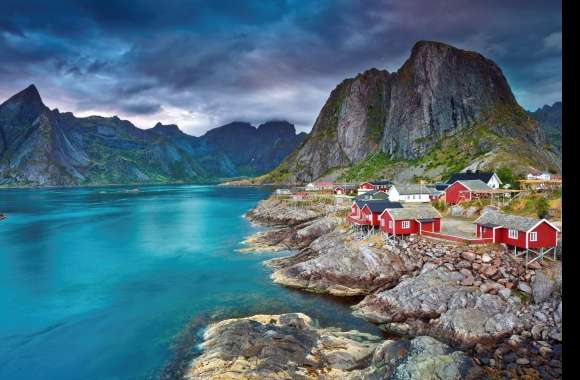 Lofoten Beauty Stunning of Reine Village and Mountain Landscape