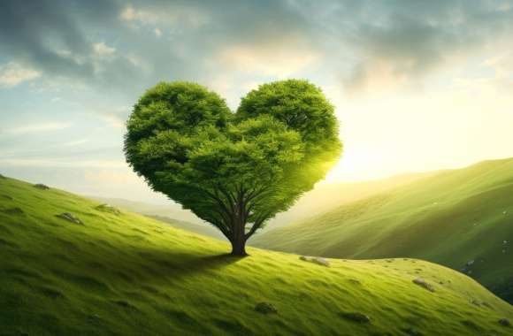 Love heart Green Tree wallpapers hd quality