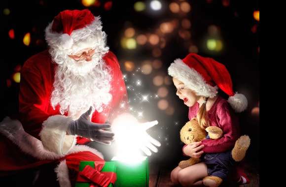 Magic Gift Teddy Bear Child Santa Hat Santa Holiday Christmas