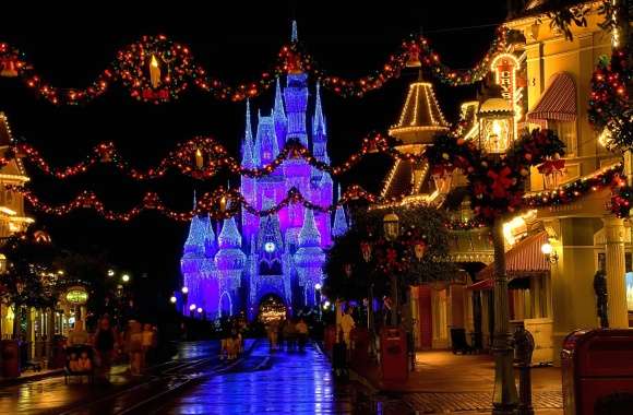 Magical Holiday Castle Disneyland Christmas wallpapers hd quality