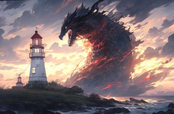 Majestic Monster Lighthouse Encounter wallpapers hd quality