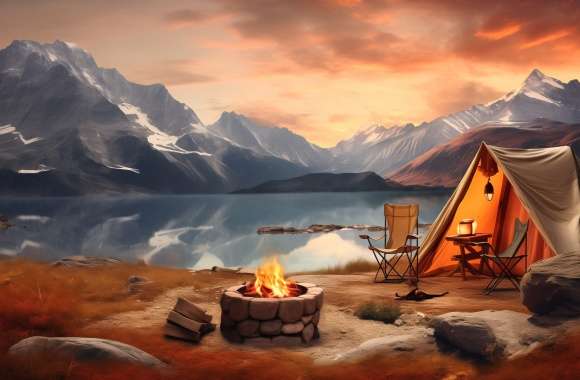 Majestic Mountain Camping Scene