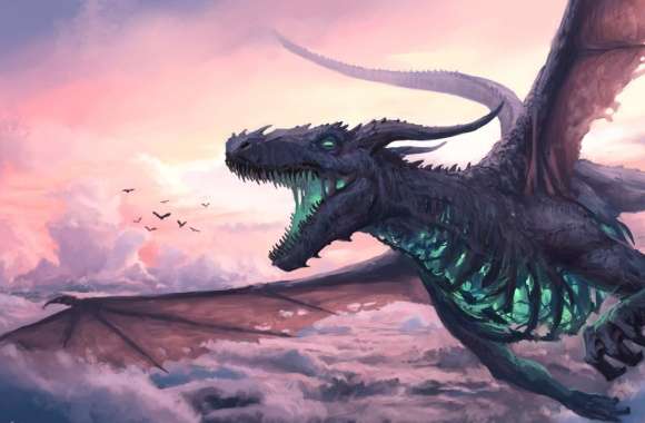 Majestic Sky Dragon HD Fantasy Wallpaper