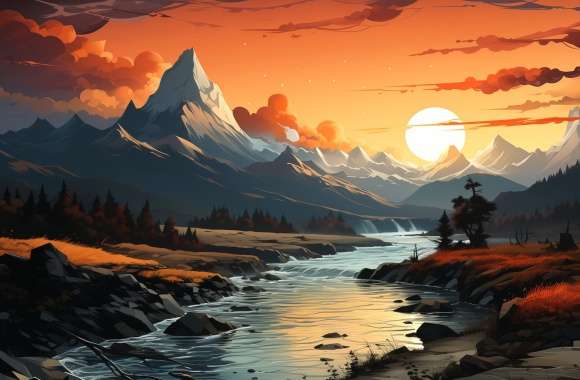 Majestic Sunset River Landscape