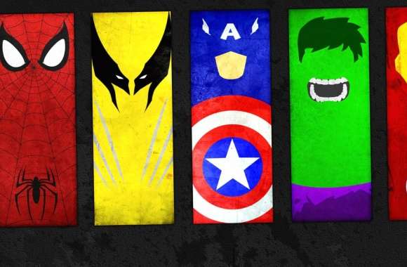 Marvel Comics Captain America, Hulk, Wolverine, Spider-Man, Iron Man