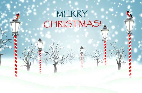 Merry Christmas Winter Lamp Post Snow Holiday Christmas