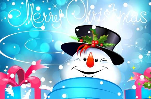 Merry Christmas with a Joyful Snowman