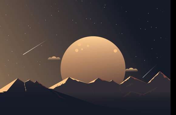 Minimalist Moonlit Mountains -