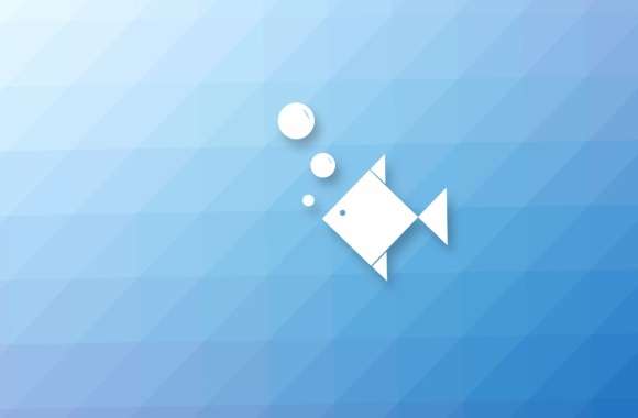 Minimalist Polygon Blue Fish Animal Artistic