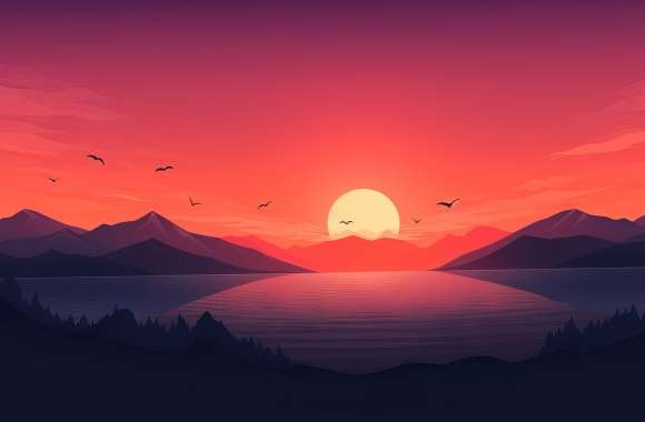 Minimalist Sunset Mountains