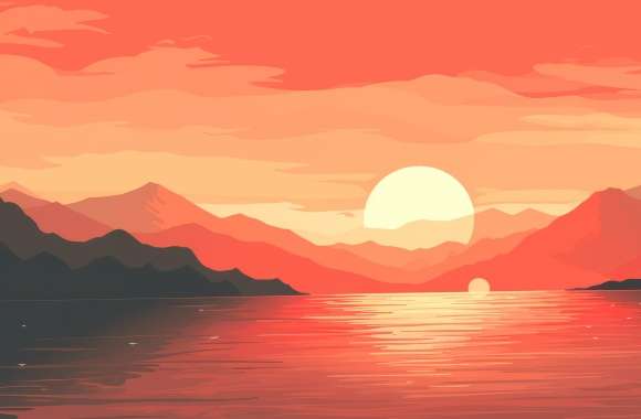 Minimalist Sunset Scenery wallpapers hd quality