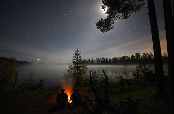 Moonlit Bonfire