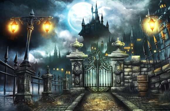 Moonlit Castle Gate A Fantasy