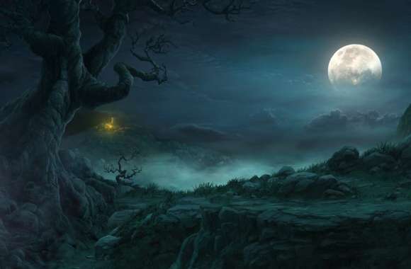 Moonlit Landscape in a Sci-Fi Fantasy Realm wallpapers hd quality