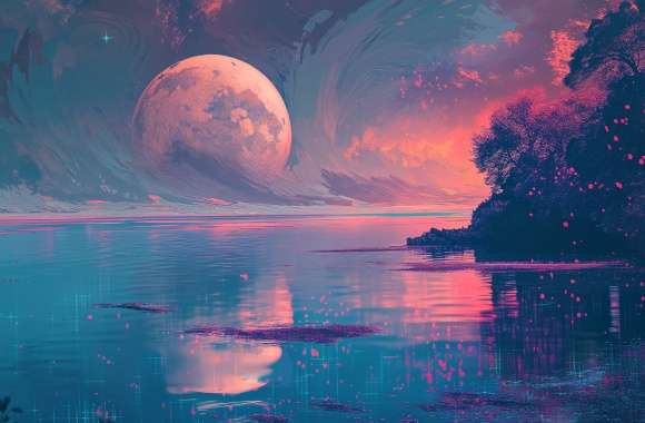 Moonlit Magenta Dreamscape - Artistic