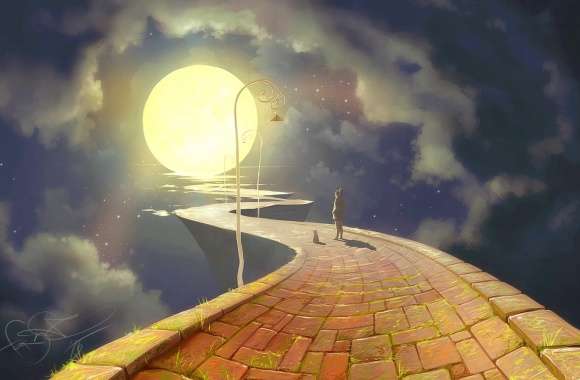 Moonlit Path An Artistic Journey wallpapers hd quality