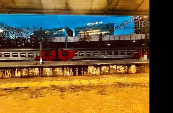 Moscow Russia Yellow Dark Night Man Made Train Station