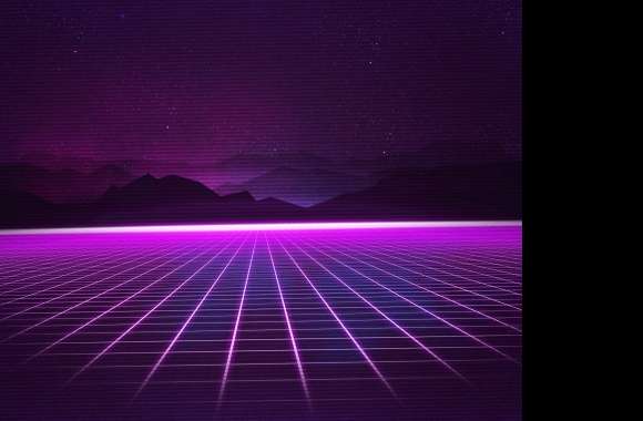 Mountain Purple Grid Synthwave Artistic Retro Wave wallpapers hd quality