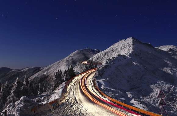 Mountain Snow Road Winter Nature Photography Time Lapse