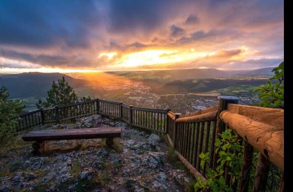 Mountain Valley Bench Fence Earth Photography Landscape