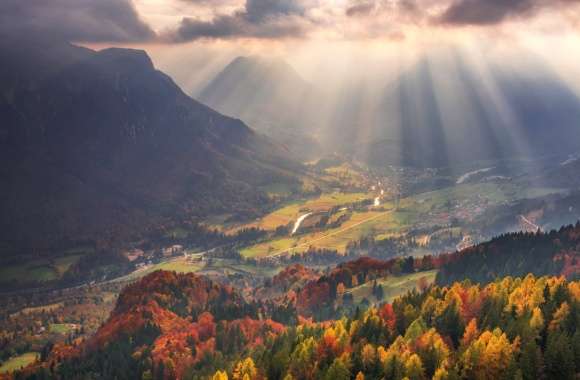 Mountain Valley Sunbeam Forest Nature Photography Landscape