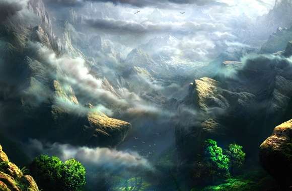 Mystic Fog Mountains - Fantasy wallpapers hd quality