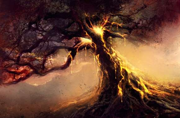 Mystic Tree Fantasy Landscape