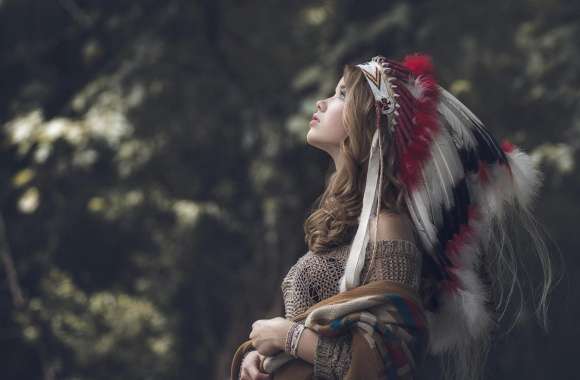 Native American Woman in Nature -