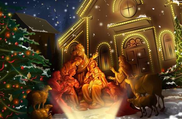 Nativity Christmas Tree Holiday Christmas wallpapers hd quality