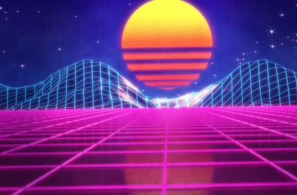 Neon Retro Wave Sun - wallpapers hd quality