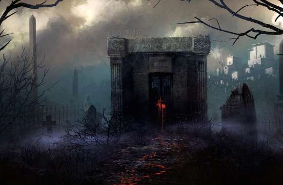 Night Fog Graveyard Dark Cemetery wallpapers hd quality