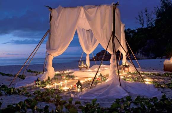 Night Horizon Sand Romantic Ocean Beach Candle Photography Holiday