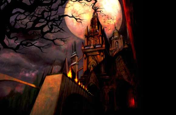 Night Moon Dark Castle wallpapers hd quality