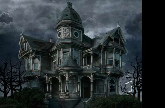 Night Old Haunted House Halloween Holiday Cloud Victorian Dark House