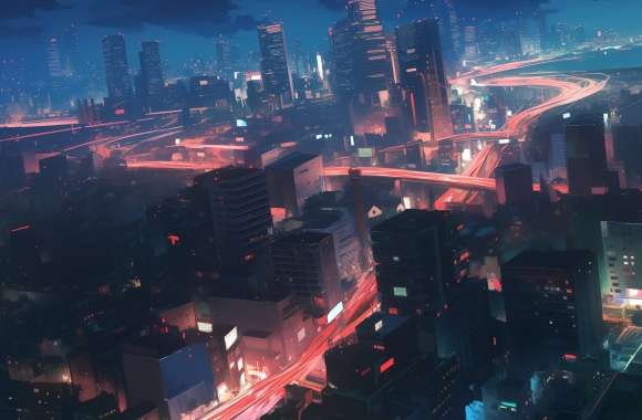 Nighttime Cityscape Art