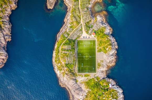 Norway Aerial Lofoten Henningsvær Stadium Stadium Sports