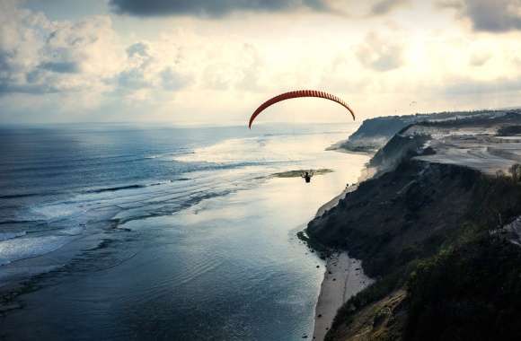 Ocean Horizon Coast Beach Paragliding Sports