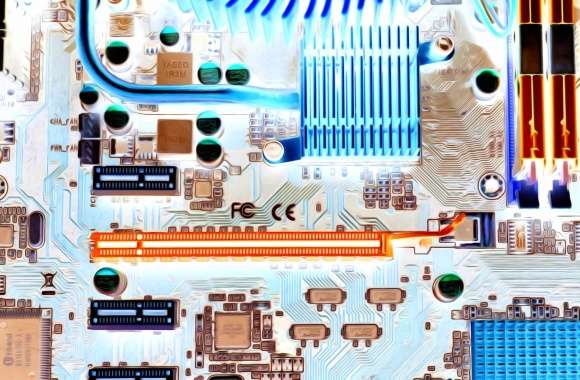 Oil Painting Circuit Technology Motherboard