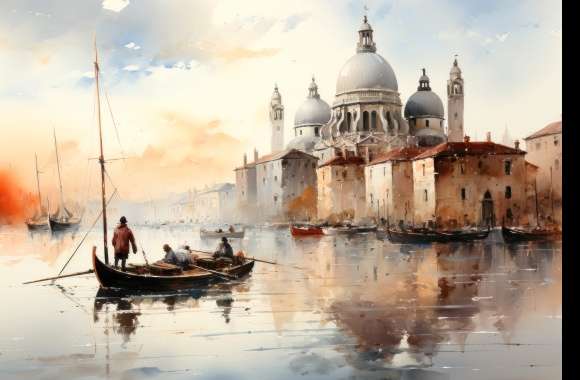 Oil Painting Minimalist Venice Artistic Impressionism