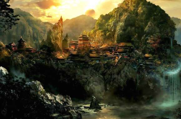 Oriental Fantasy Castle Landscape