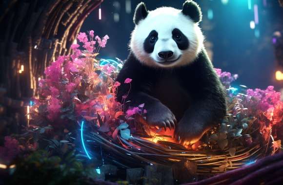 Panda Fantasy Vegetation AI Art