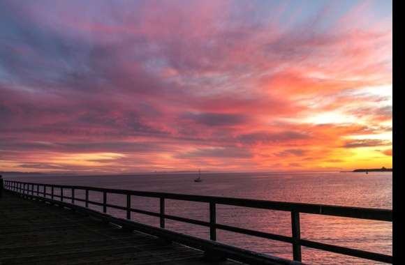 Pier Orange (Color) Pink Sky Earth Photography Sunset Wallpaper