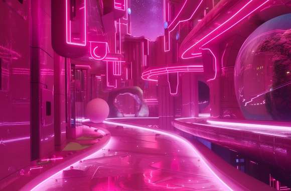 Pink Sci-Fi City Aesthetic