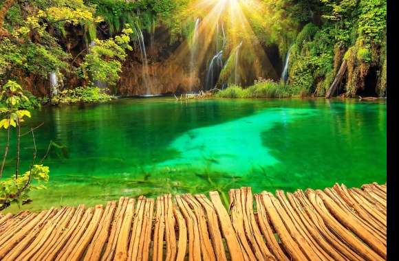 Plitvice Paradise Sunshine over Waterfalls wallpapers hd quality