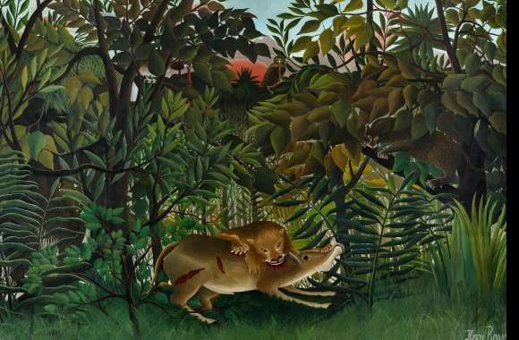 Primitivism Animals Forest Artistic Painting