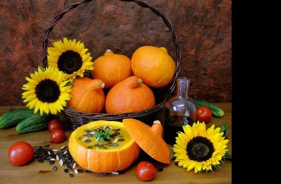 Pumpkin Sunflower Fall Photography Still Life